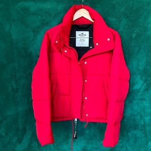 Hollister - Red Puffer Jacket - Large